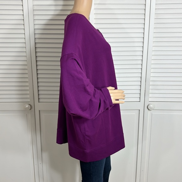 NWT Athleta Oversized Long Sleeve Balance Henley Sweatshirt in Exotic Fuchsia 3X - Picture 6 of 13